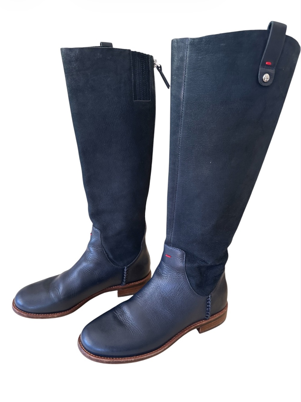 ED Ellen DeGeneres Whitley Riding Boots Navy Blue Leather 6.5
